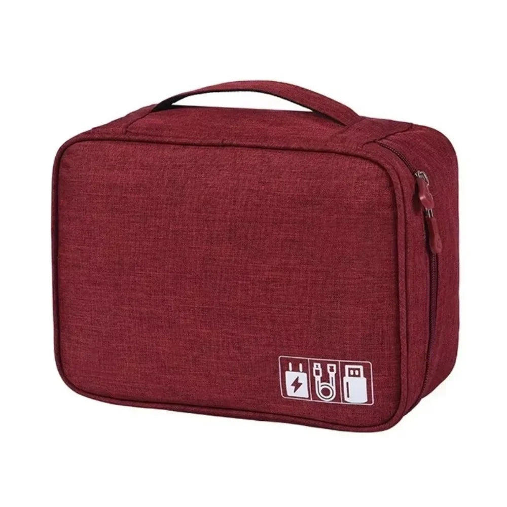 Bolsa de almacenamiento de cables, organizador electrónico digital impermeable, cargador de línea de datos USB portátil, bolsa de almacenamiento con enchufe, organizador de cables de viaje 