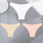 3Pcs Ultra-thin Seamless Silk Underwear Women's Panties Sexy Low-Waist Stretch Bikini Solid Color Briefs Lingerie XS-XXL Fashion