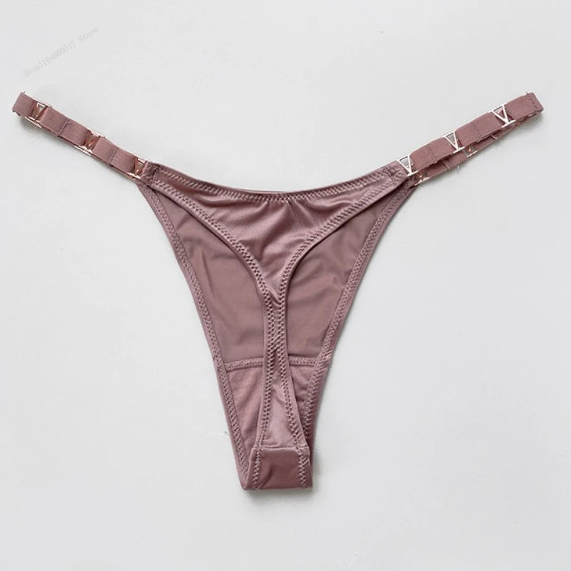 Seamless Sexy Thong Women Underwear Briefs Panties Zebra Flower Low Rise Luxury Metal Buckle G-String Bikini Girls Female Panty