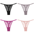 4Pcs Lace Bikini Panties Women Sexy Thongs Lace G-string Underpants S-XL Ladies Comfortable T-Back Underwear Sexy Lingerie 2022