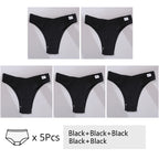 FINETOO 3/5Pcs Cotton Brazilian Panties Women's Panties Sexy V Waist T-Back Underwear Female Soft Underpants Lady Bikini Lingeri