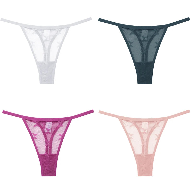 4Pcs Lace Bikini Panties Women Sexy Thongs Lace G-string Underpants S-XL Ladies Comfortable T-Back Underwear Sexy Lingerie 2022
