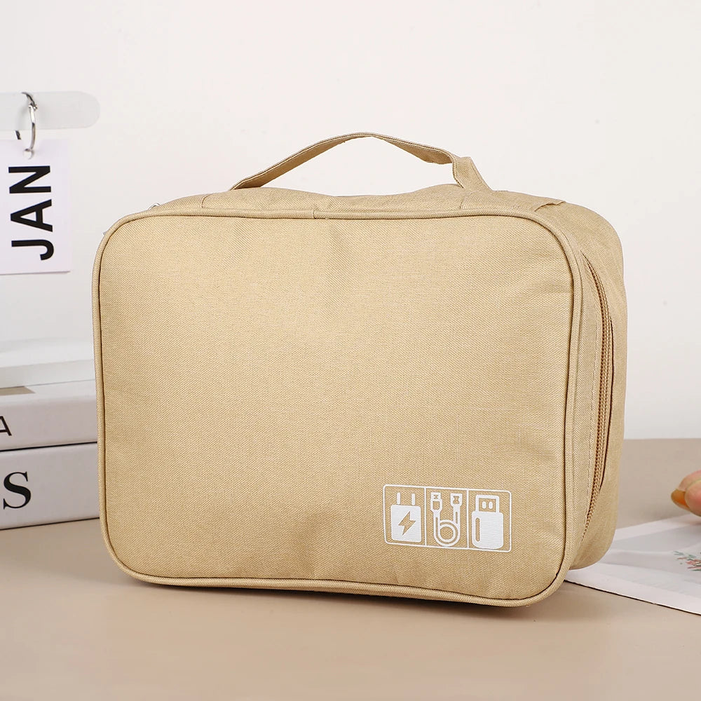 Bolsa de almacenamiento de cables, organizador electrónico digital impermeable, cargador de línea de datos USB portátil, bolsa de almacenamiento con enchufe, organizador de cables de viaje 