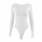 Long Sleeve Bodysuits Spring 2025 Square-Cut Collar Solid Bodycon Elastic Romper Sexy Y2k Women Clothing Fashion Club Party 2520