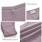 10PCS/Set Waffle Cotton Panties for Women Sexy Low-Waist Brazilian Panties Female Soft Underwear T-Back Solid Lingerie Bikini