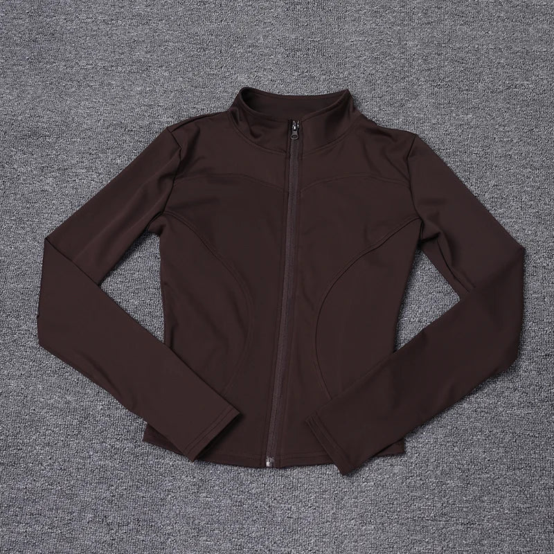 Veste de sport pour femme, chemise à manches longues, manteau d'entraînement, vêtements de gym et de yoga. 