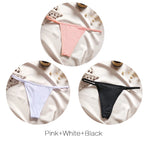 FINETOO 3Pcs/set Sexy Low-rise Thongs Women Bikini Panties T-back Underpants M-XL Female G-String Panty Ladies Thong Lingerie