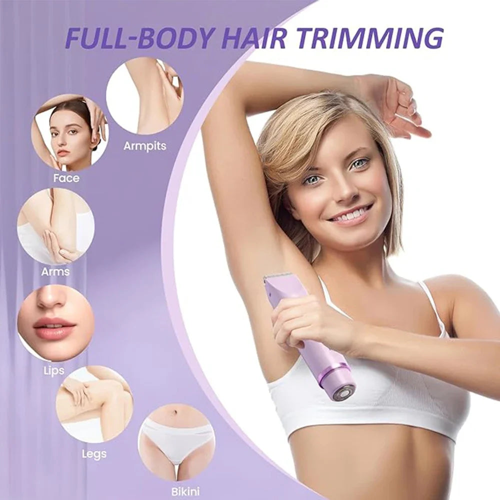 2 in 1 Electric Razors for Women Double Head Shaver for Pubic Hair Trimmer IPX7 Waterproof Wet&Dry Use Bikini Shaver for Body