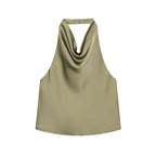 TFMLN 2025 Women Sexy Halter Top Spring Summer Sexy Backless High Street Waistcoat Female Fashion Solid Elegant Halter Neck Tops