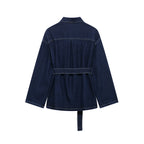 DUOPERI Women's 2 Piece Denim Set - Fashion Jacket & Vintage Jeans Outfit with Belt