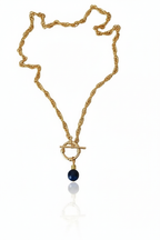 Natural Stone Front Lock Chain Necklace Elegant Minimal Fashion