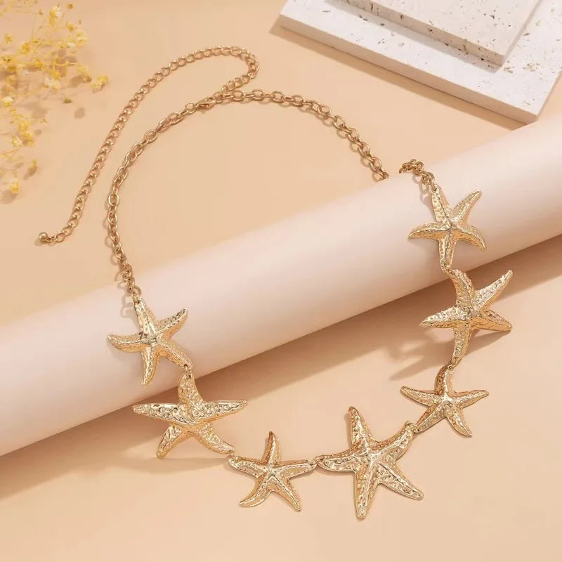 High Quality Vintage Metal Star Starfish Waist Belly Belt Chain for Women  Boho Summer Beach Bikini Body Jewelry New