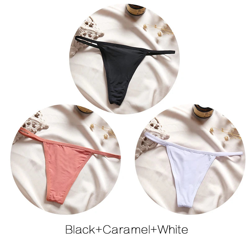 FINETOO 3Pcs/set Sexy Low-rise Thongs Women Bikini Panties T-back Underpants M-XL Female G-String Panty Ladies Thong Lingerie