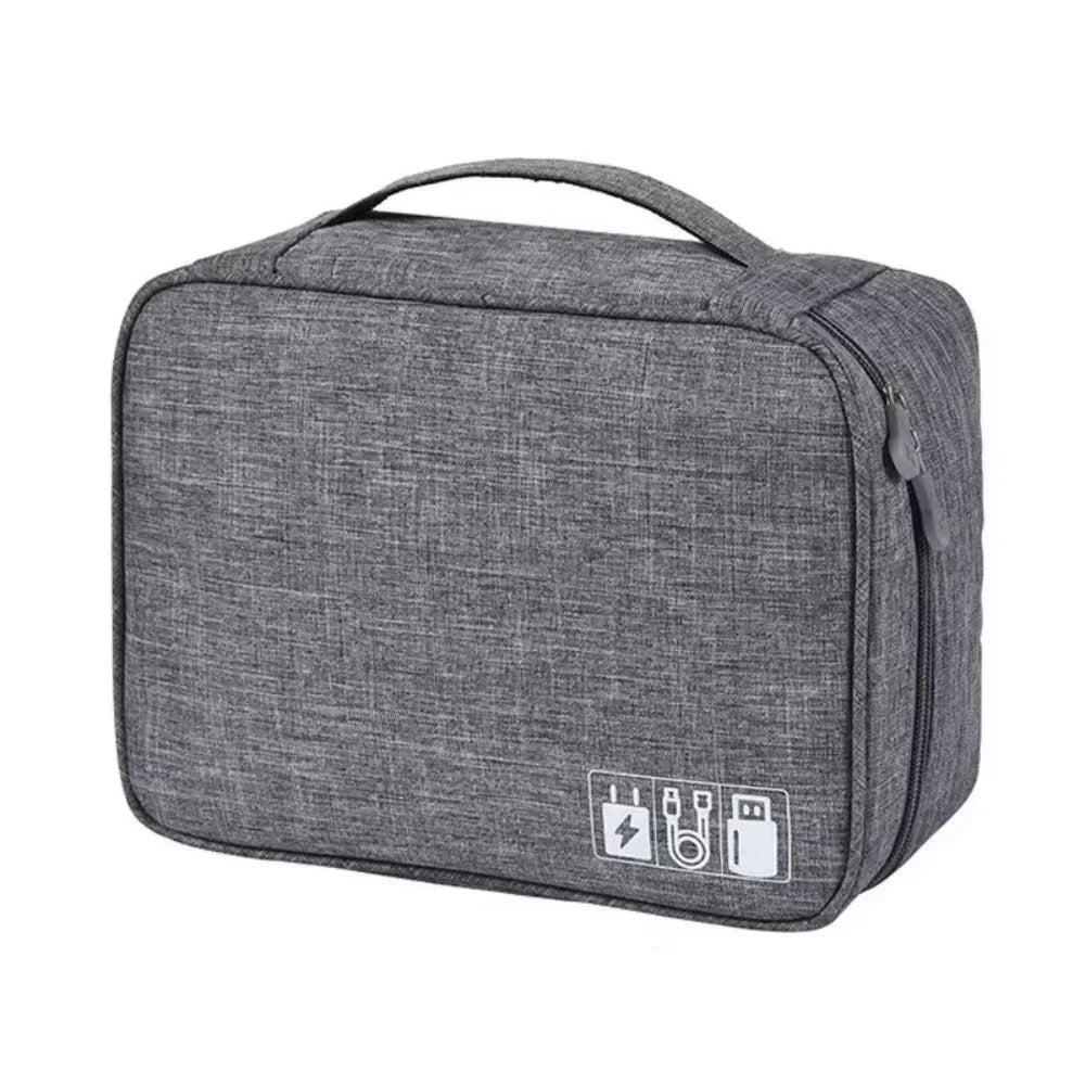 Bolsa de almacenamiento de cables, organizador electrónico digital impermeable, cargador de línea de datos USB portátil, bolsa de almacenamiento con enchufe, organizador de cables de viaje 