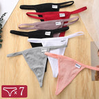 7Pcs/Set Cotton Thongs Panties Women Sexy T-Back Underpants G-string Underwear Girls Breathable Intimates Female Lingerie Bikini