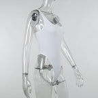 Sleeveless Knit Bodysuit Hot Summer Sexy Bodycon Off Shoulder Halter Tops Casual Street Bodice For Women ClubWear