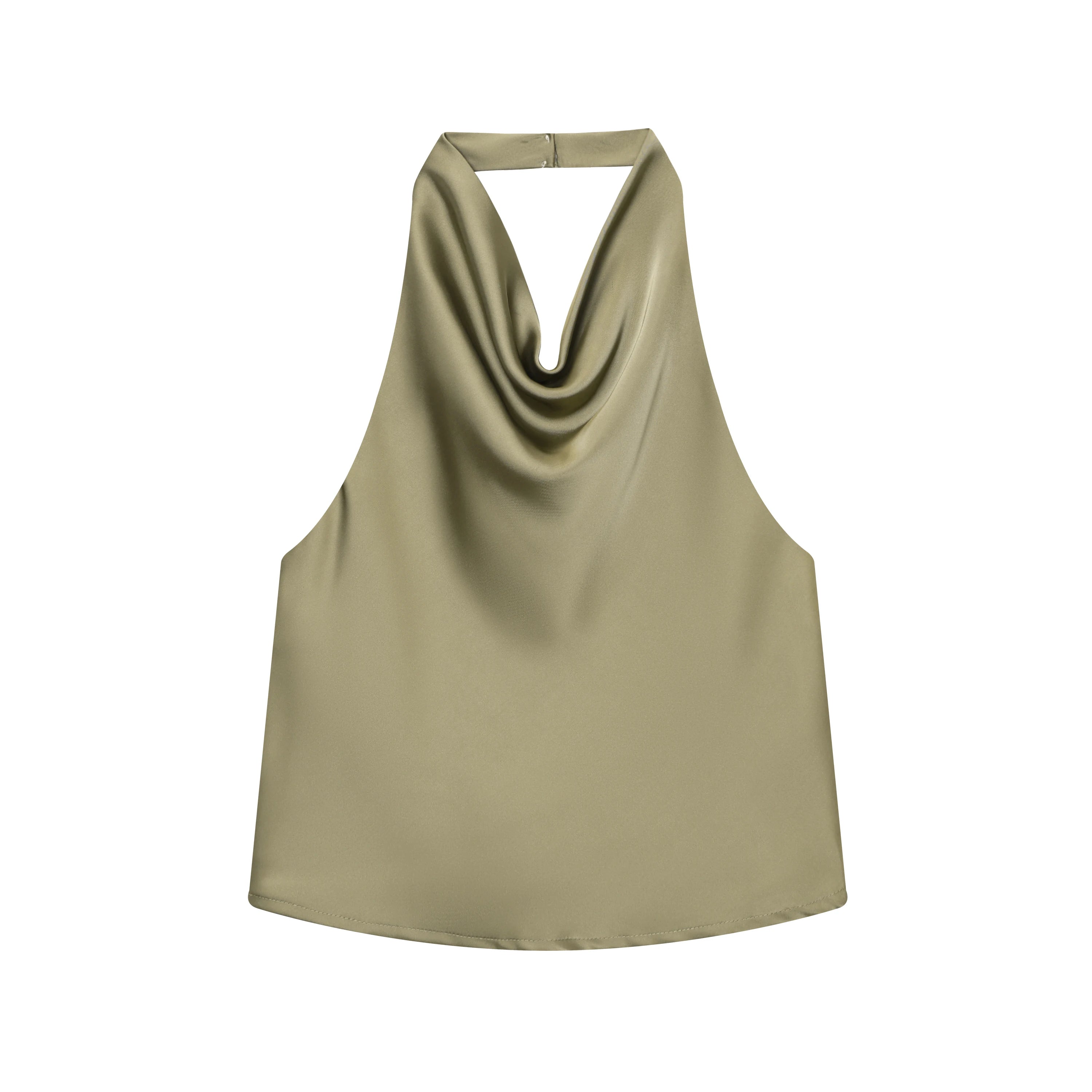 TFMLN 2025 Women Sexy Halter Top Spring Summer Sexy Backless High Street Waistcoat Female Fashion Solid Elegant Halter Neck Tops