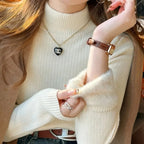 Women's Turtleneck Sweater Winter 2025 Retro with Velvet Lining Thickened Inner Wear Thermal Knitting Bottoming Shirt Pullovers