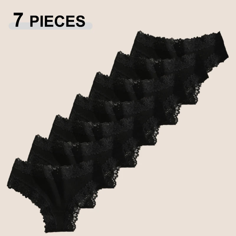 7PCS/Set Women Sexy Lace Panties Cotton Seamless Brazilian Panties Female Sexy Low Rise Soft Underwear G-String Lingerie S-XL