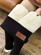 Women's Winter Warm Plush Thermal Black Leggings - Cozy Stretchy Pants For Fall & Winter