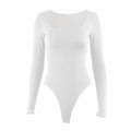 Long Sleeve Bodysuits Spring 2025 Square-Cut Collar Solid Bodycon Elastic Romper Sexy Y2k Women Clothing Fashion Club Party 2520