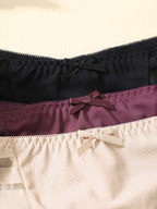 FINETOO 3pcs Women's Lace Hollow Out Underwear Sexy Breathable Low-Waist Thongs Female Comfort Stretchy Lingerie Bikini Panties