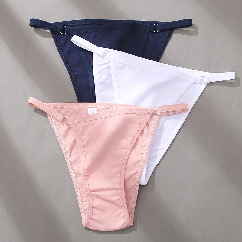 FINETOO 3Pcs/set Women's Cotton Panties Low Waist Bikini Briefs M-2XL Ladies Underwear Female Soft Solid Underpants Lingerie New