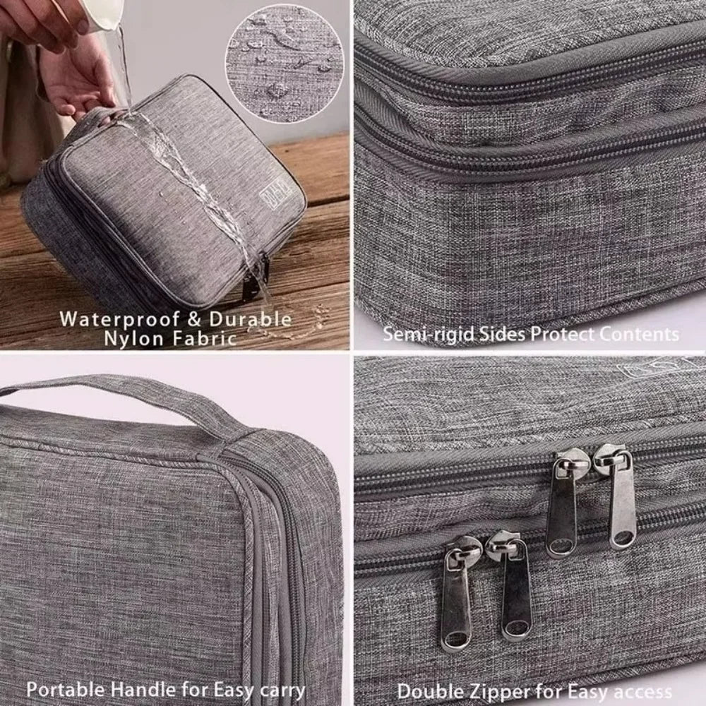 Bolsa de almacenamiento de cables, organizador electrónico digital impermeable, cargador de línea de datos USB portátil, bolsa de almacenamiento con enchufe, organizador de cables de viaje 