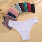 7PCS/Set Women's Waffle Cotton Panties Sexy V Waist Brazilian Panties Female Breathable Soft Underwear Solid Stretch Lingerie