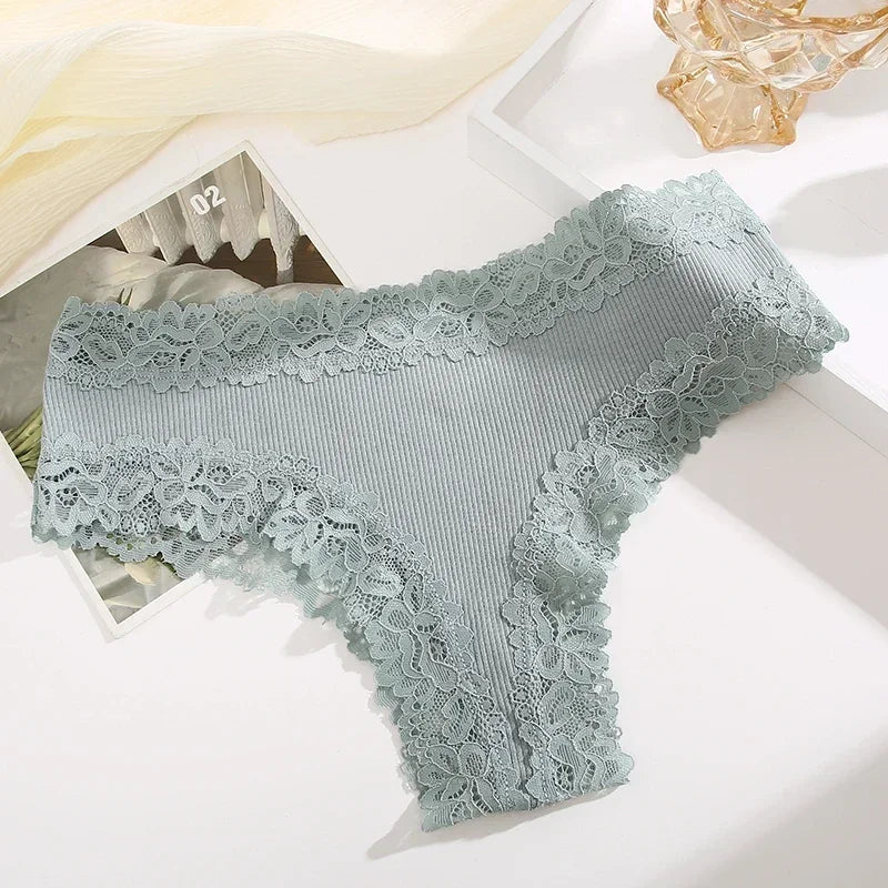 Трусы Женские Sexy Lace Seamless Cotton Panties Women's Underwear Low Waist Female Bikini Breathable Intimates Lingerie 2025