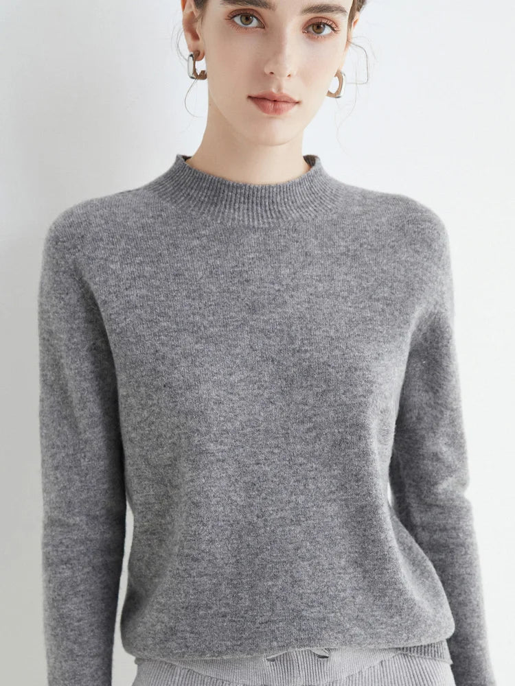 Pull à col montant uni automne-hiver AOSSVIAO 2025 pour femme, maille décontractée, basique doux