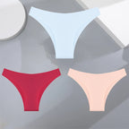 3Pcs Ultra-thin Seamless Silk Underwear Women's Panties Sexy Low-Waist Stretch Bikini Solid Color Briefs Lingerie XS-XXL Fashion