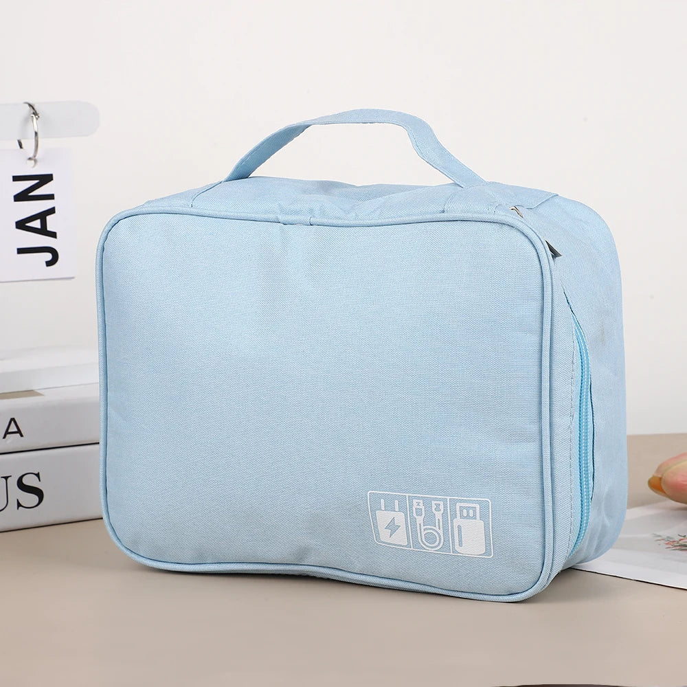 Bolsa de almacenamiento de cables, organizador electrónico digital impermeable, cargador de línea de datos USB portátil, bolsa de almacenamiento con enchufe, organizador de cables de viaje 