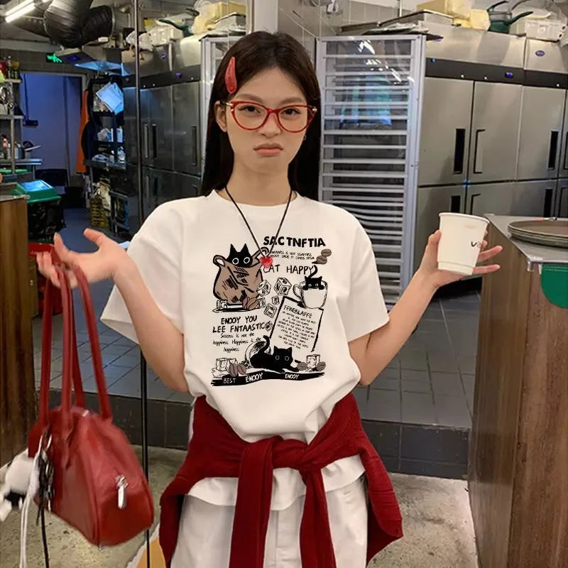 T-shirt américain rétro à manches courtes, nouvelle marque tendance été, vêtements de rue, t-shirt décontracté ample à manches courtes pour couple