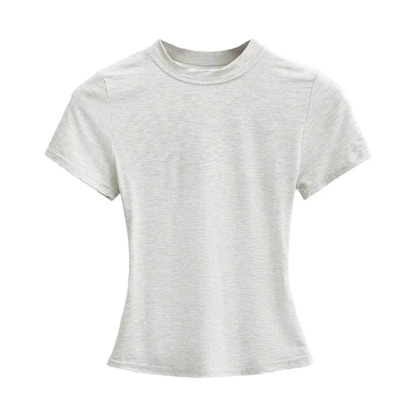 2025 New High Quality Casual T shirt Sexy Slim Short Sleeves Fashion Trend Solid Women Clothing y2k Tops