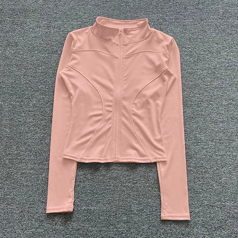 Veste de sport pour femme, chemise à manches longues, manteau d'entraînement, vêtements de gym et de yoga. 