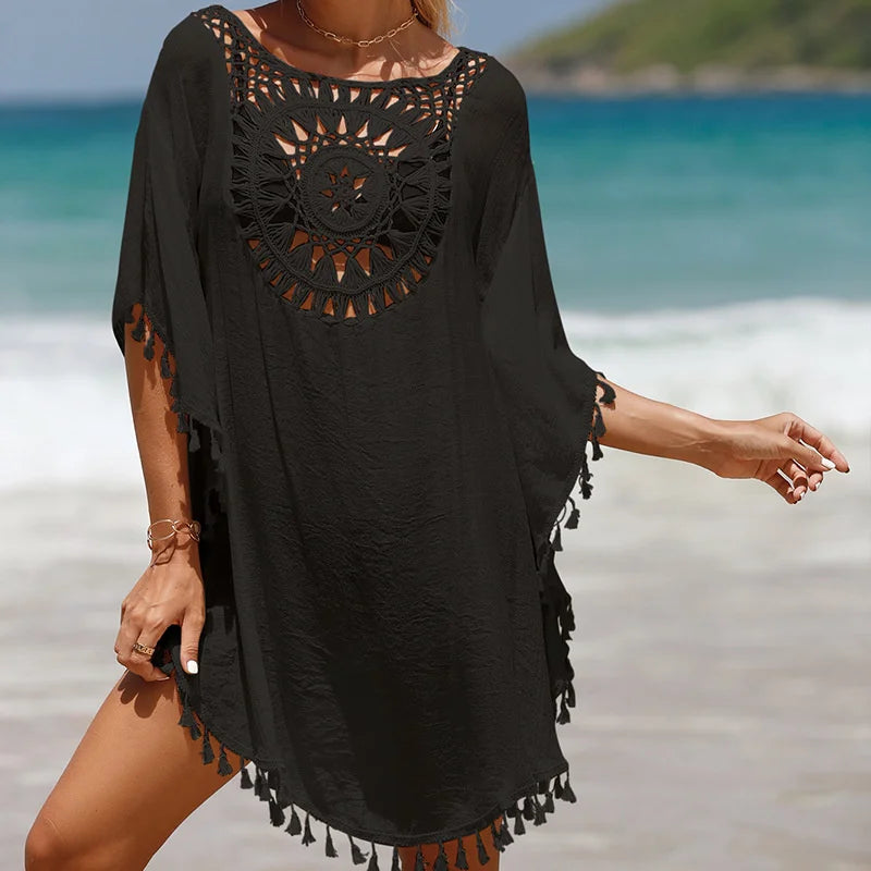 Crochet Bikini Cover Up - Sexy Beach Dress Shirt for Women Swimwear