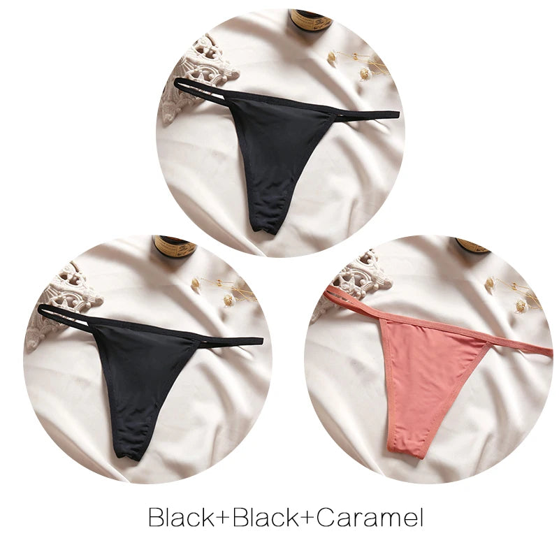 FINETOO 3Pcs/set Sexy Low-rise Thongs Women Bikini Panties T-back Underpants M-XL Female G-String Panty Ladies Thong Lingerie