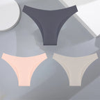 3Pcs Ultra-thin Seamless Silk Underwear Women's Panties Sexy Low-Waist Stretch Bikini Solid Color Briefs Lingerie XS-XXL Fashion