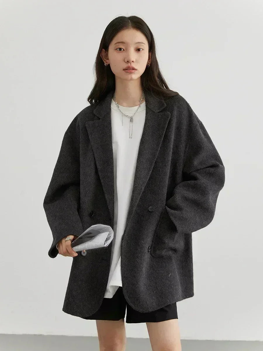 Manteaux en laine pour femmes CHIC VEN, coupe ample et décontractée, croisés, style rétro, veste réversible, vêtements d'extérieur pour femme d'affaires, collection automne-hiver 2026