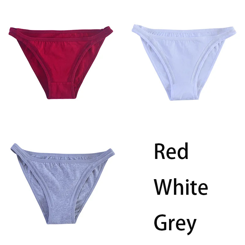 3Pcs/set Women Cotton Panties Female Mesh Underpants Solid Color Bikini Briefs Underwear Ladies Sexy Panty Girls Lingerie