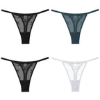 4Pcs Lace Bikini Panties Women Sexy Thongs Lace G-string Underpants S-XL Ladies Comfortable T-Back Underwear Sexy Lingerie 2022