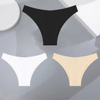3Pcs Ultra-thin Seamless Silk Underwear Women's Panties Sexy Low-Waist Stretch Bikini Solid Color Briefs Lingerie XS-XXL Fashion