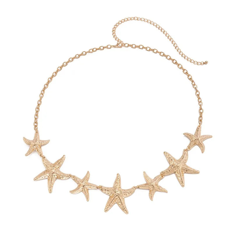 High Quality Vintage Metal Star Starfish Waist Belly Belt Chain for Women  Boho Summer Beach Bikini Body Jewelry New