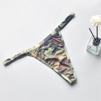 Women's Panties Bikini Silky Sexy Ladies Adjustable Camouflage Sexy Low Waist  Female G-String Thong Female T Back Lingerie