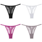4Pcs Lace Bikini Panties Women Sexy Thongs Lace G-string Underpants S-XL Ladies Comfortable T-Back Underwear Sexy Lingerie 2022
