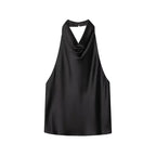TFMLN 2025 Women Sexy Halter Top Spring Summer Sexy Backless High Street Waistcoat Female Fashion Solid Elegant Halter Neck Tops