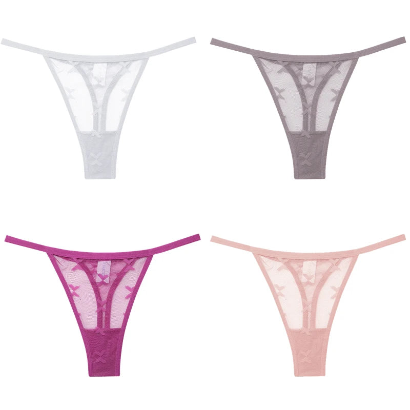 4Pcs Lace Bikini Panties Women Sexy Thongs Lace G-string Underpants S-XL Ladies Comfortable T-Back Underwear Sexy Lingerie 2022