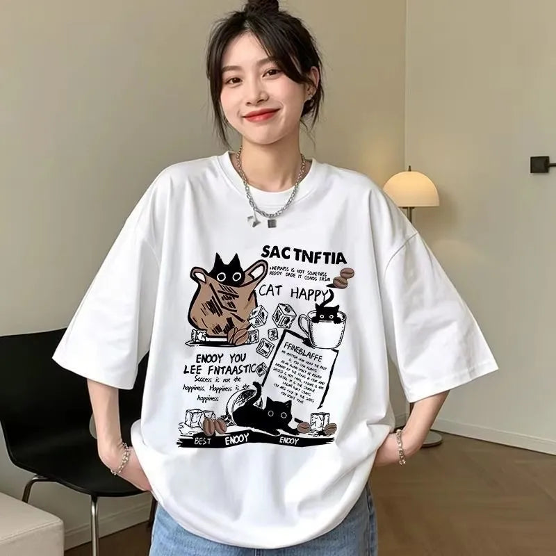 T-shirt américain rétro à manches courtes, nouvelle marque tendance été, vêtements de rue, t-shirt décontracté ample à manches courtes pour couple