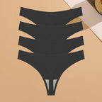 4PCS Ultra-thin Seamless Underwear Women's Invisible Panties Sexy Ice Silk Thongs Low Waist Breathable Bikini Stretchy Lingerie